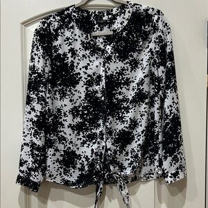 Talbots Black and White Floral Blouse